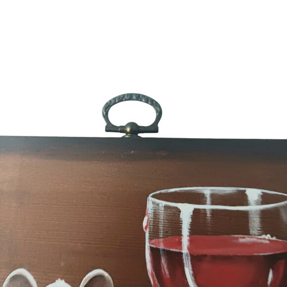 Mouse With Cheese And Wine Original Painting On Wood Signed Eddie Handpainted #3 - Picture 8 of 8